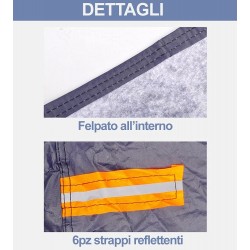 Telo copriauto felpato - tg. S 400x165x117cm - con strappi riflettenti e zip