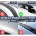 Barre portapacchi OMOLOGATE Railing aperti da 135 cm per tettuccio auto, adatte per binari rialzati - Confezione da 2 pezzi
