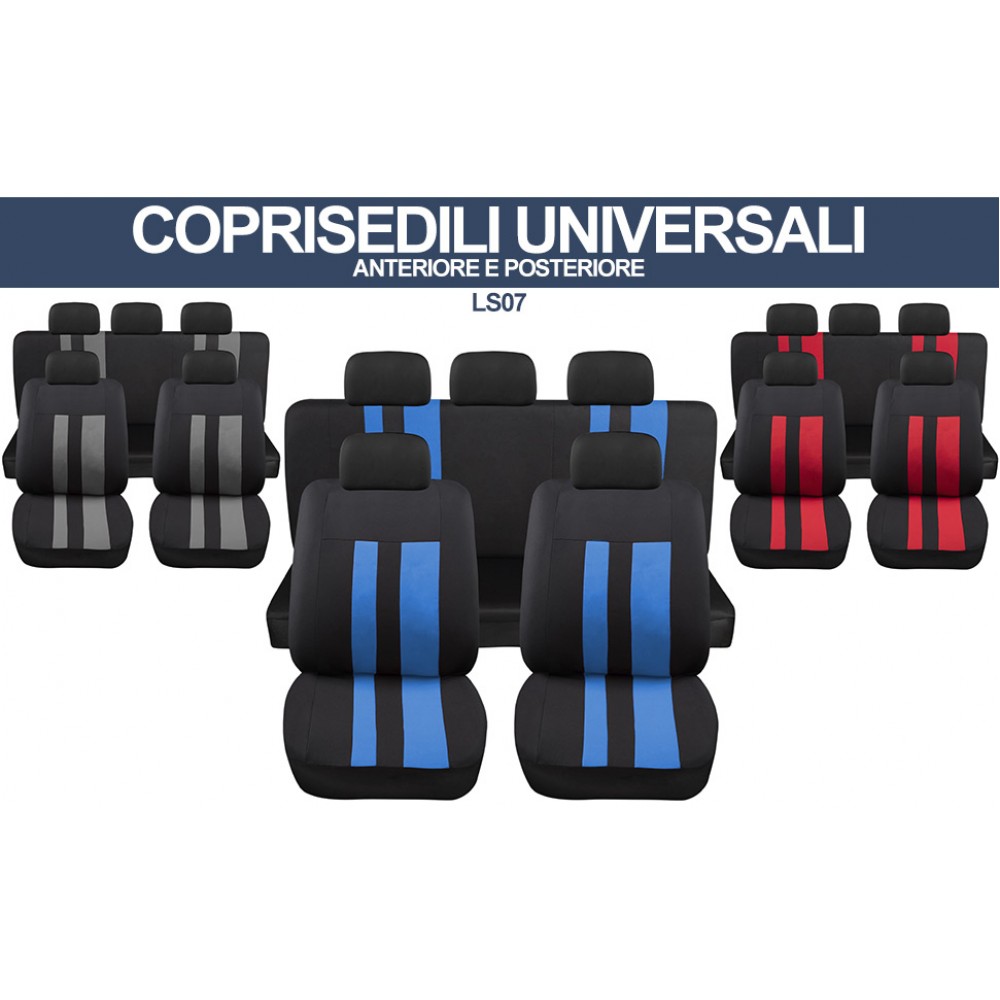 Coprisedili-Auto -Universali-Blu-Nero-Grigio-Rosso-Modello-Trapuntato-Set-Fodere-Anteriori-  Posteriori-Zip-rimovibili-auto-medio-piccole