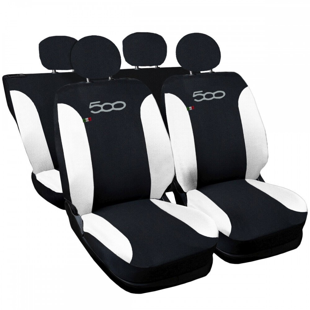 Set: tappetini in velluto + coprisedili cuciti su misura per Fiat 500  Hatchback (2012-2020) – serie Elegance P-1