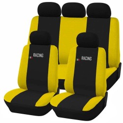 Coprisedili auto universali modello Racing con zip adattabili a tutte le auto con sedili standard con schienale bicolore 