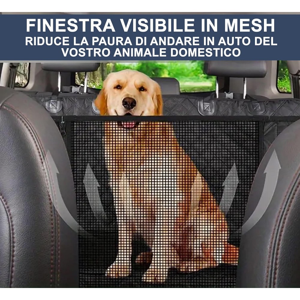 Coprisedile Auto per Cani, Telo sedili Posteriore per Animali Domestici,  tessuto Oxford Antiscivolo Antigraffiato con Alette