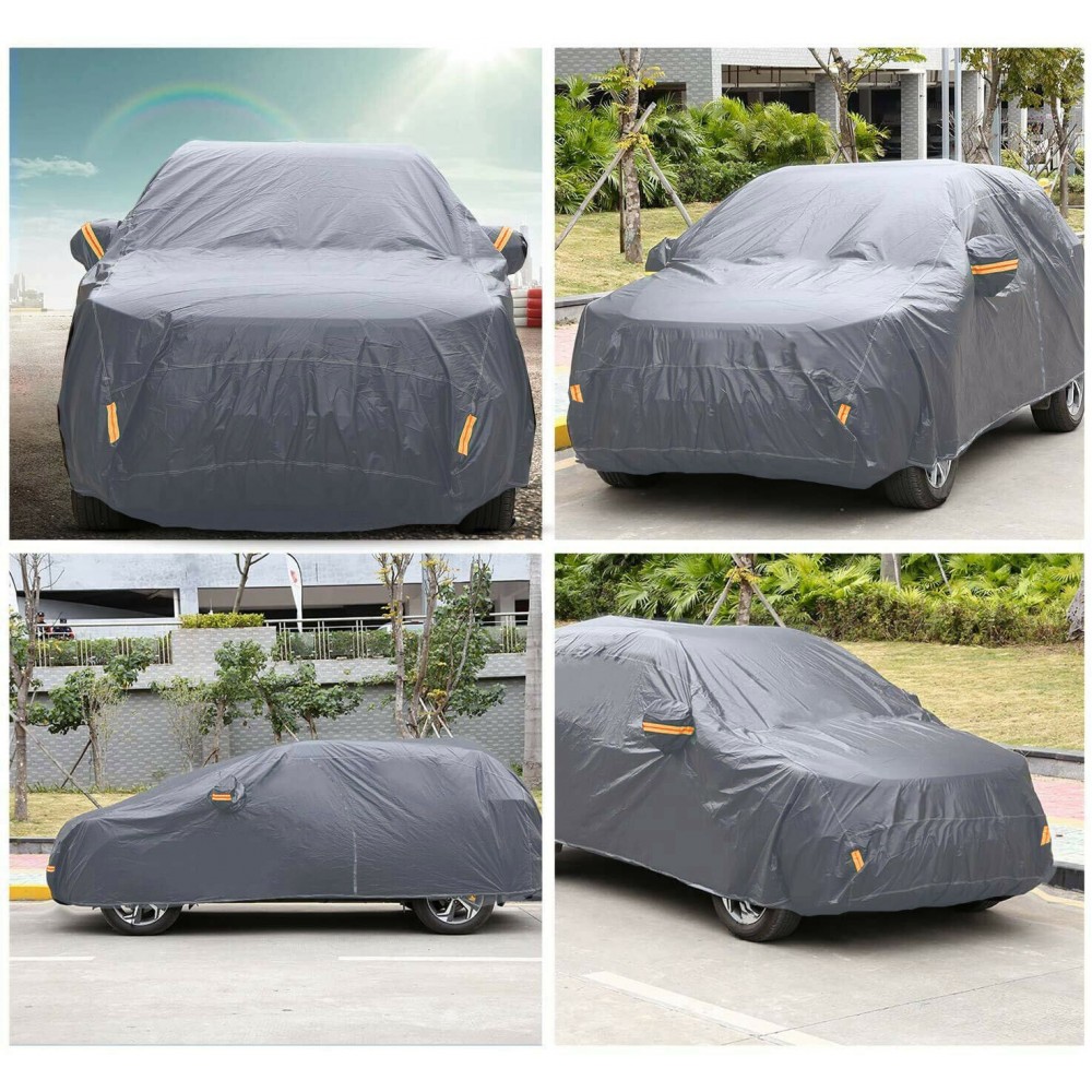 Telo copriauto per copertura SUV felpato - tg. 5XL 560x204x160cm - con  strappi riflettenti e zip