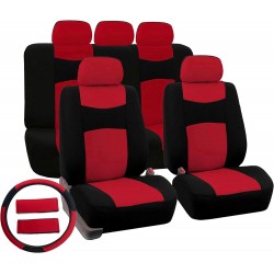Coprisedili auto universali A18 Set completo adattabili a tutte le auto con coprivolante e copricintura