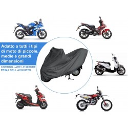 Telo coprimoto felpato sagomato in materiale impermeabile per scooter e moto taglia L 232x100x125 cm