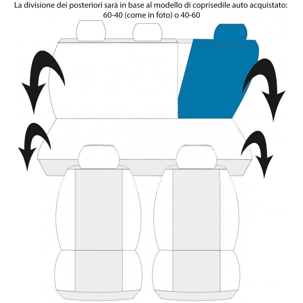 Coprisedili compatibili con Nissan QASHQAI con schienale posteriore 60/40  versione bicolore