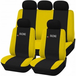 Coprisedili auto universali modello Racing con zip adattabili a tutte le auto con sedili standard con schienale bicolore 