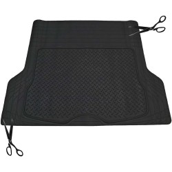 Tappetino per Bagagliaio Baule Universale, Tappeto ritagliabile Lungo Le Linee Pre-Indicate, in Gomma, Misure Tappeto 142 x 111 cm Nero
