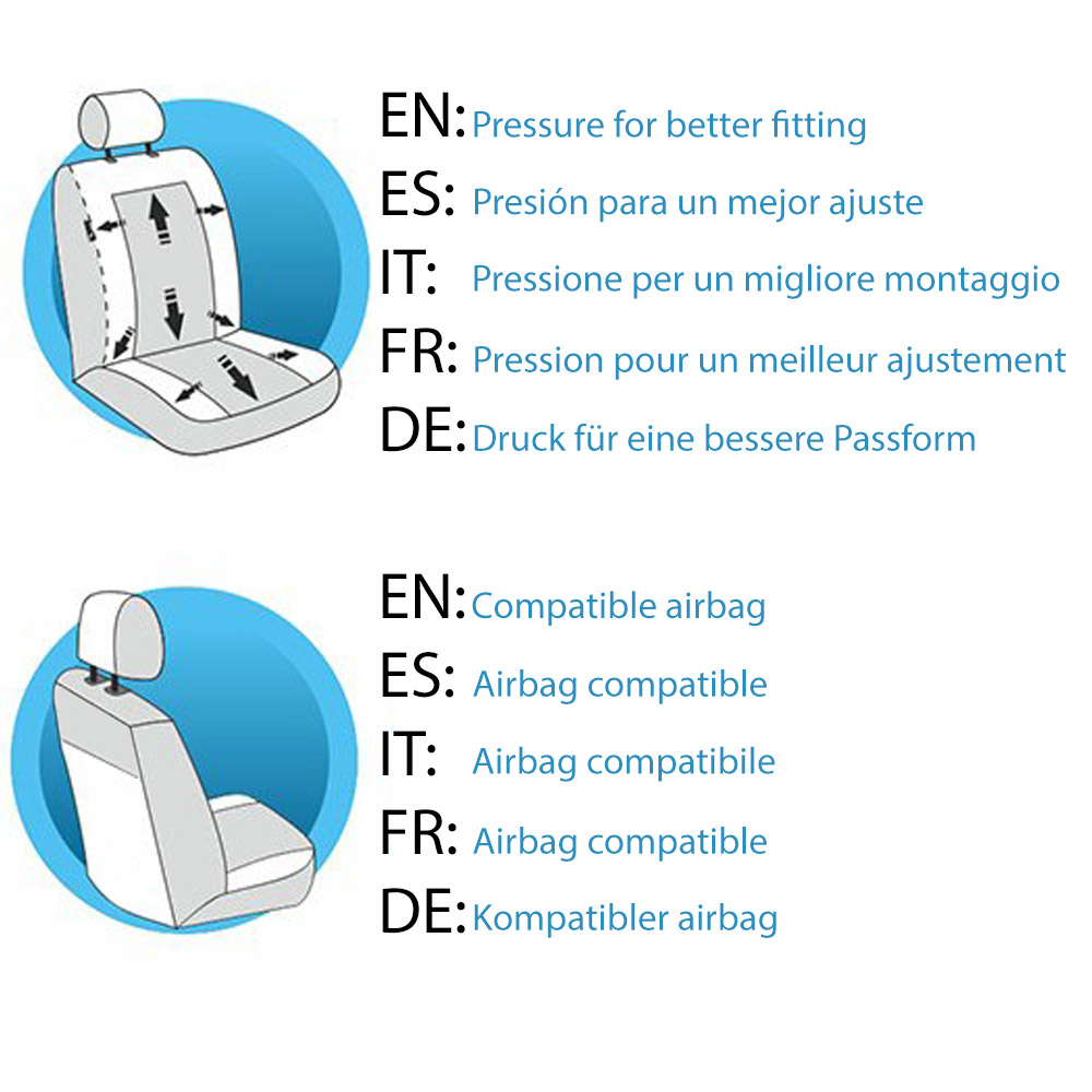 Lupex Shop Copri-sedili Auto Compatibili Panda Seconda Serie (mod.169)  Versione 50e50, Nero Blu Scuro, Set Copri-Sedile Anteriori e Posteriori, Logo Ricamato, Airbag Compatibile